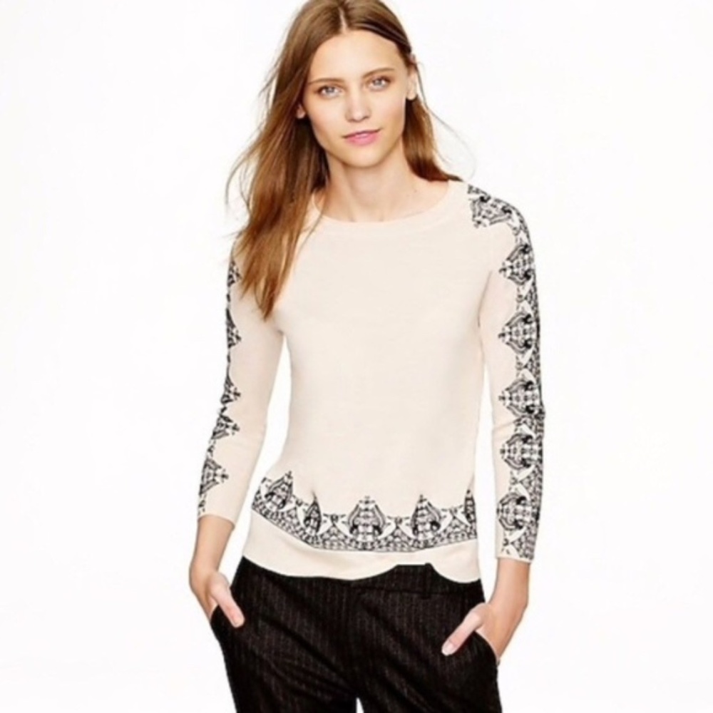 J.Crew XL sweater w/ embroidered sleeves